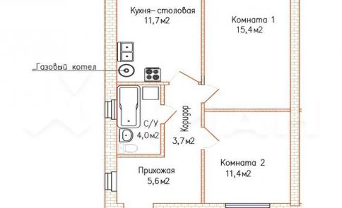 Коттедж, 54 кв.м., 4.4 сот., 1 этаж, 2 спальни